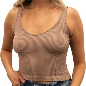 Free People Intimately XS/S Tan / Brown Washed Seamless Crop Tank Top